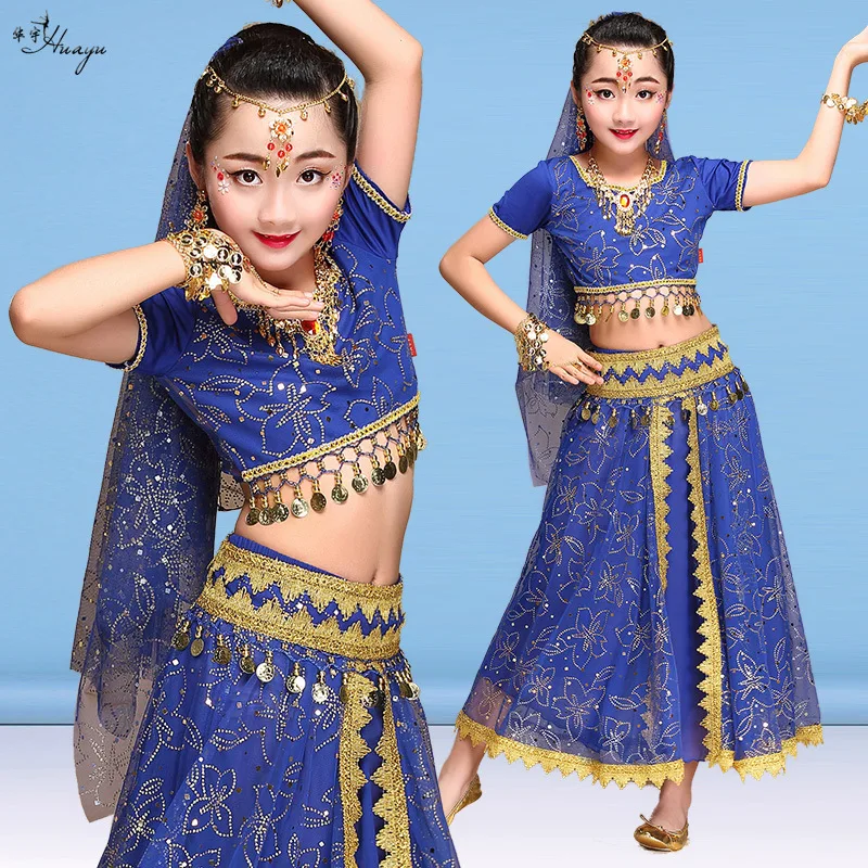 

Танцевальный индийский танцевальный костюм, новые костюмы для выступлений первого июня в Индии, этнический комплект Синьцзяна для девочек