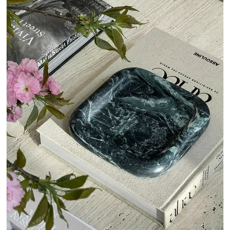 Luxury Marble Tray Elegant Vintage Decor for Kitchen Candles Fruit Display Perfume Jewelry Dish Hospitality Natural Stone Plate