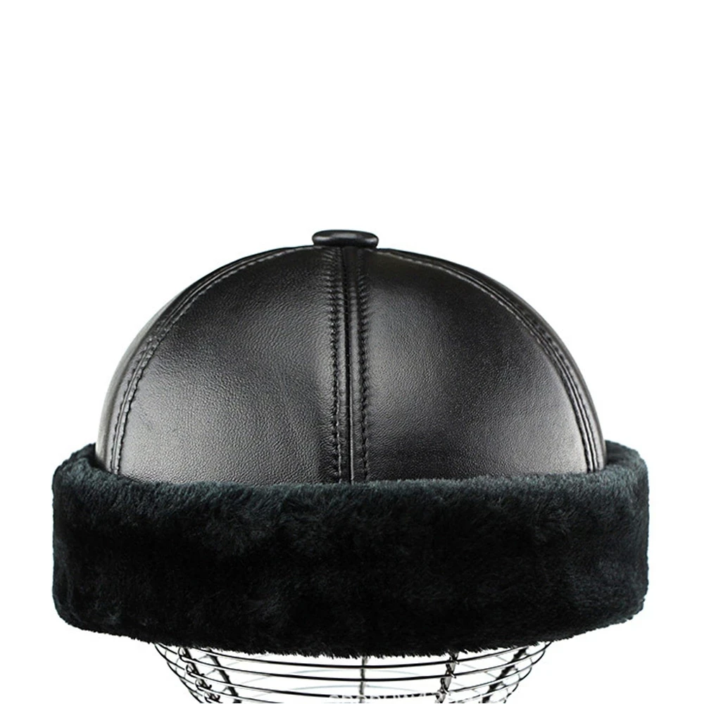 Brand New 2024 Retro Cowhide Bomber Hat Winter Keep Warm Caps Men Women Real Leather Cap Thick Velvet Dad Hat