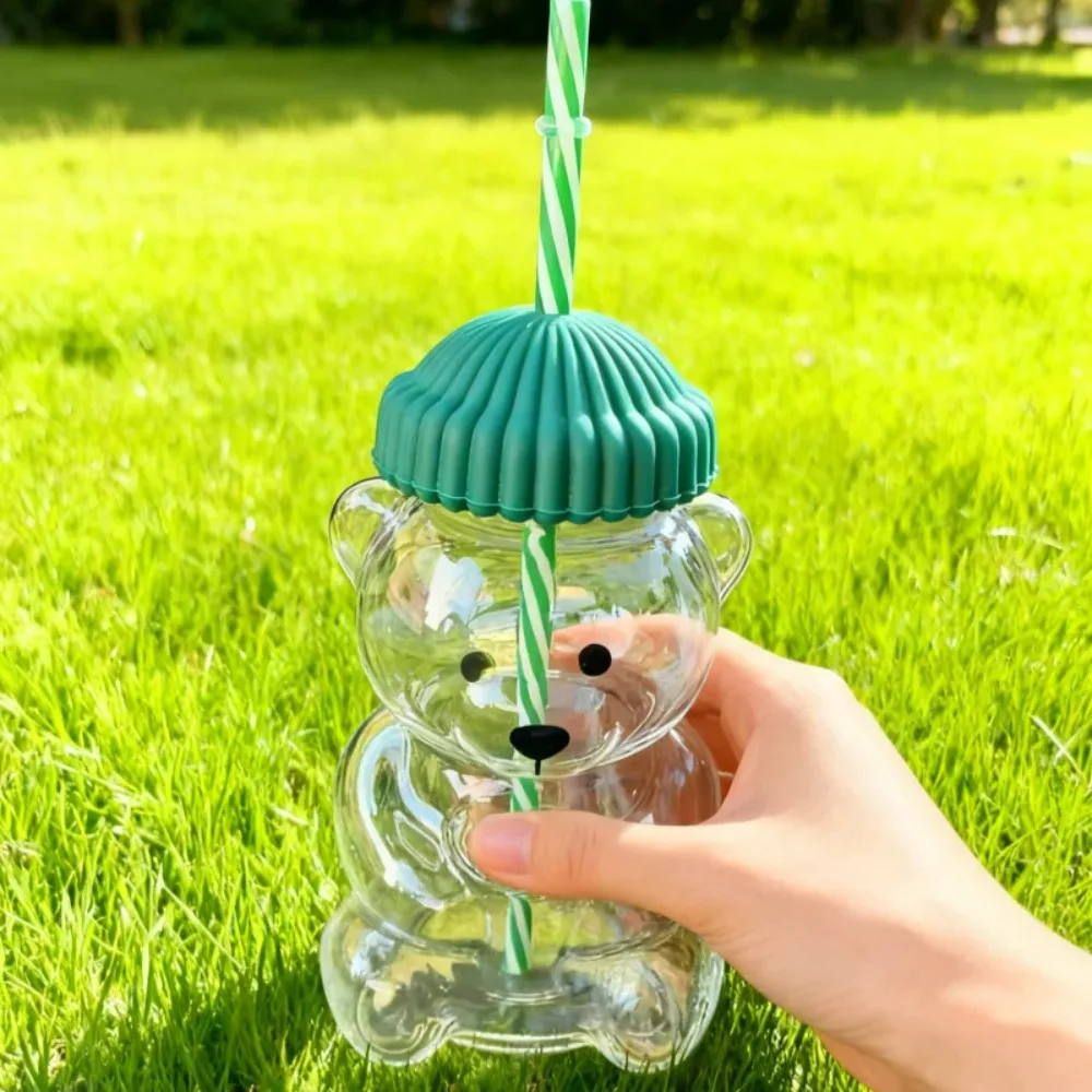 Holiday Teddy Bear Cup Cover | Cartoon Bear Shaped Cold Drink Cup Accessory | Barista Bear Themed Beverage Protector