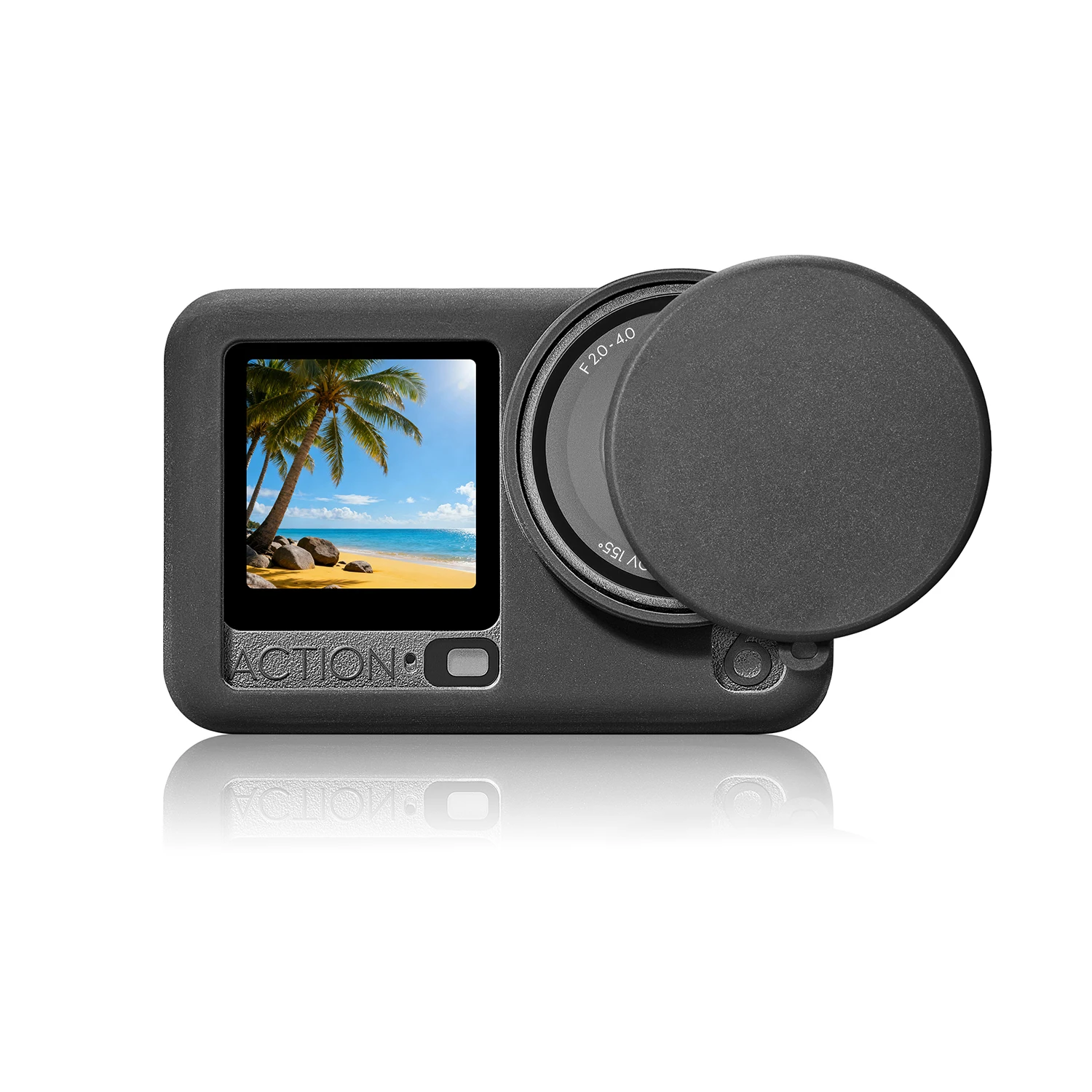 

​Camera Protective Case Silicone for DJI Action 6 Cover with Wrist Strap and Lens Cover Black
