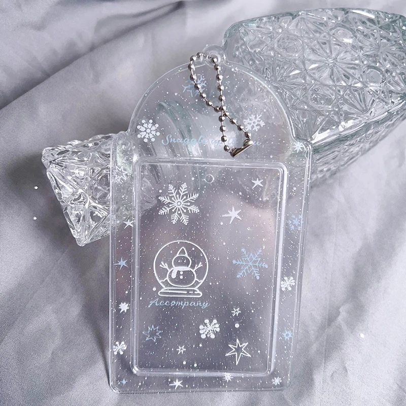 Transparent Glitter Cute 3 Inch Photocard Holder PVC Girl Heart Card Holder Storage Idol Card Display Protective Pendant