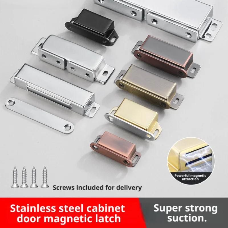 Walk-In Closet Door Stable Closing Kit, Durable Stainless Steel Heavy-Duty Wardrobe Door Magnetic Catch Latch