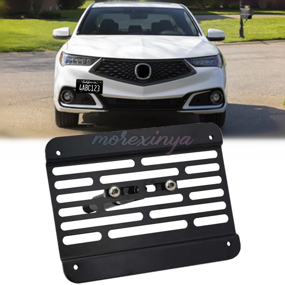 

JDM Drill-Free Front Tow Hook License Plate Mount Bracket for Acura TLX 2015-2020 for Honda Fit 2015-2018 Stainless Steel Holder