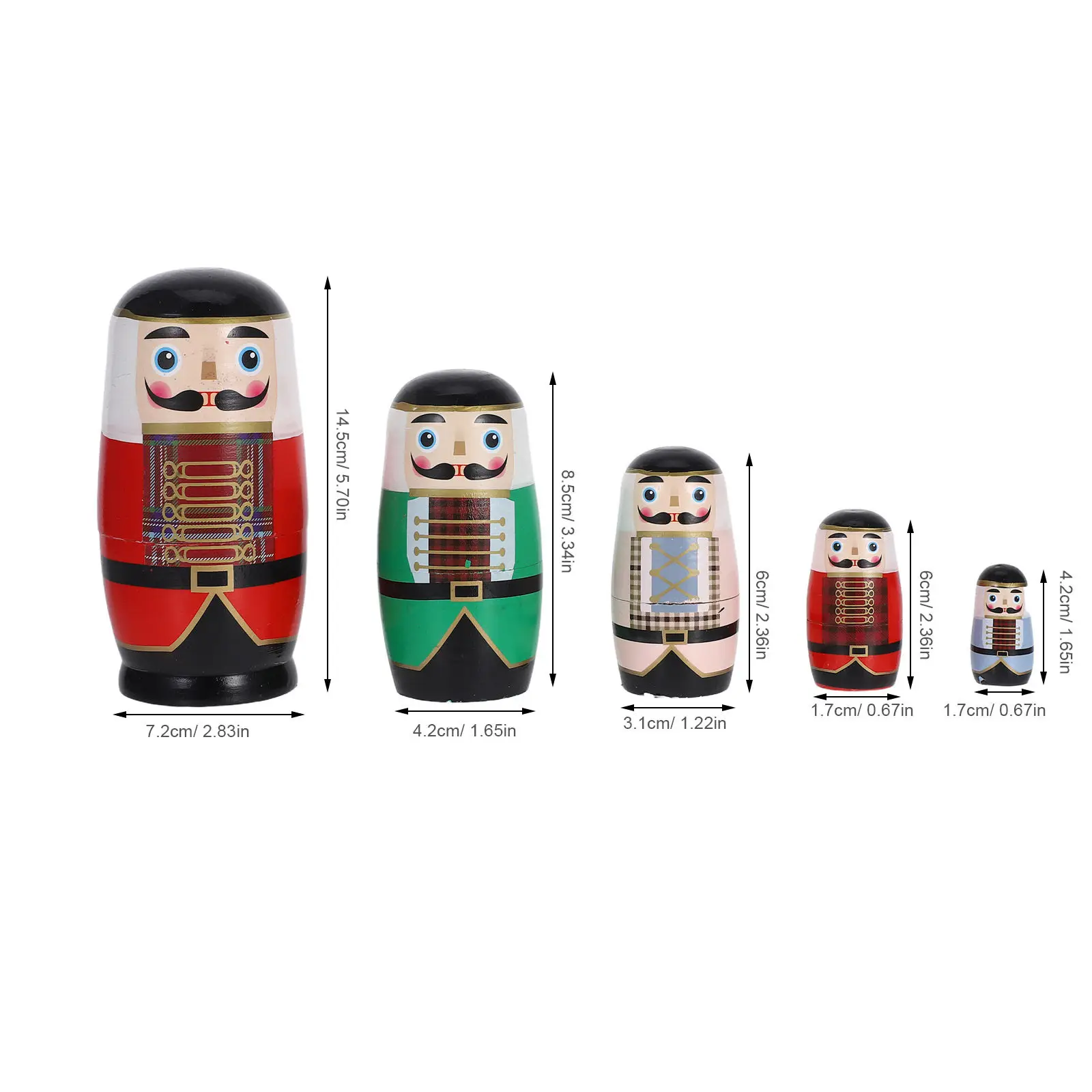 1세트 호두까기 인형 러시아 나무 쌓기 장식품 크리스마스 휴일 장식 어린이 선물 놀이세트 마트료시카