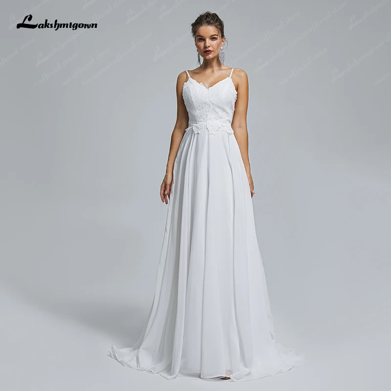 

Simple Spaghetti Straps A Line Boho Wedding Dress 2023 Chiffon Bridal Wedding Gown Robe Mariage Civil Vestido De Novia