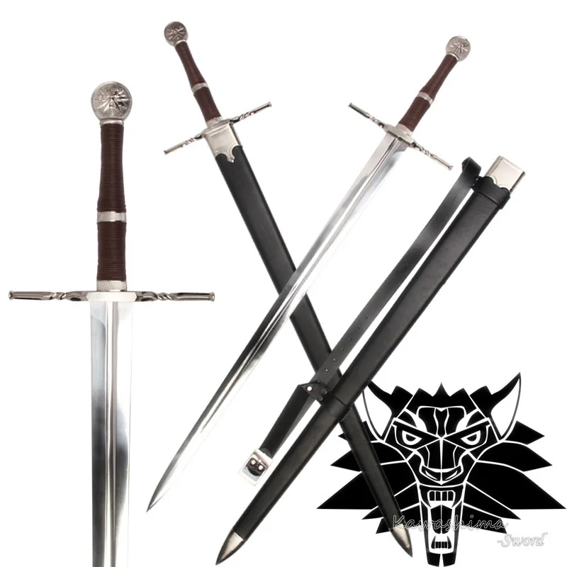 The Geralt of Rivia's Steel Sword, Metal Replica Blade, Wooden Sheath, Home Decoration,Witcher Wild Hunt Swords