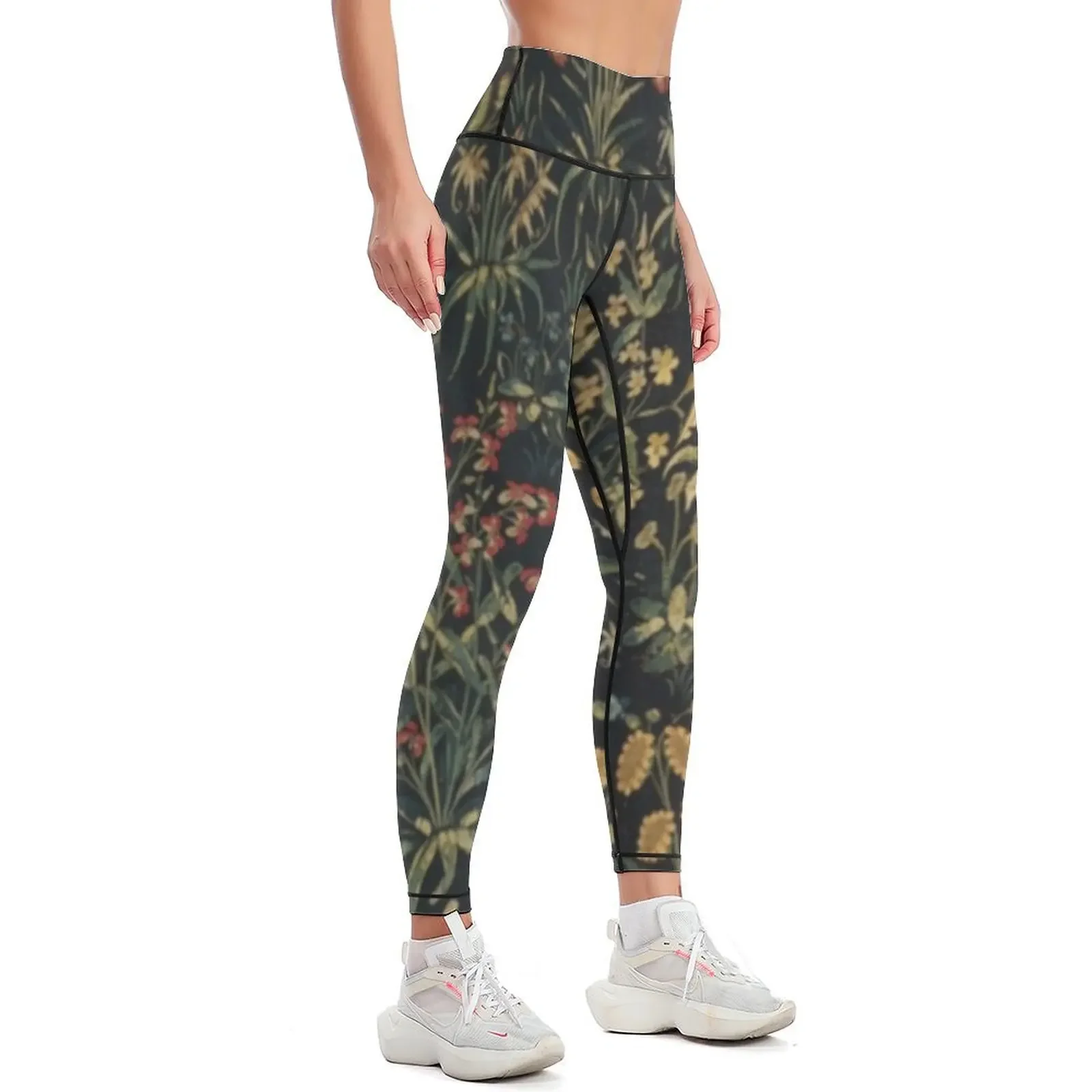 Tapestry Detail Leggings Tight fitting woman push up fitness sport pants Training pants Womens Leggings