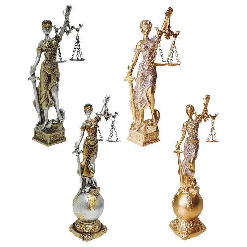 Justice Fairness Goddess Statue Resin Goddess Of Justice Sculpture Fair Angel Statues Ornaments Home Office Lawyer Decoration