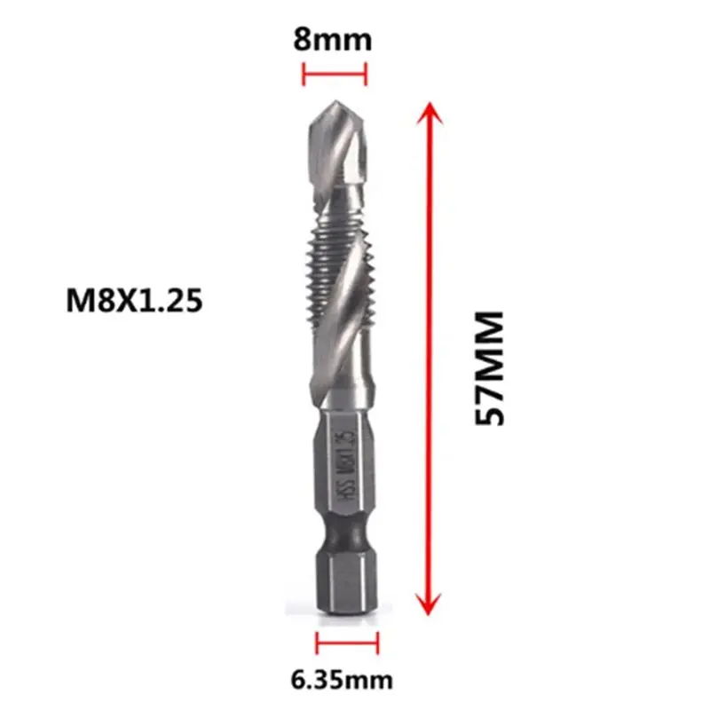 Nuovo 3 Pz M8X1.25Mm Acciaio Ad Alta Velocità 4341 Titanio Placcato Composito Rubinetto Trapano E Rubinetto Integrato Macchina Rubinetto Aperto