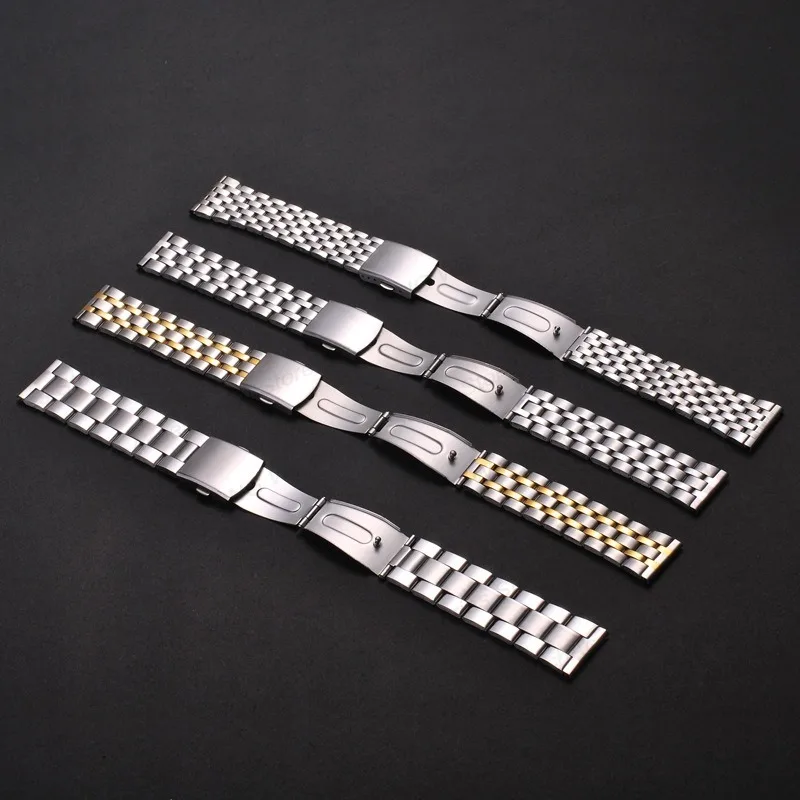 Stainless Steel Strap Universal Bracelet 18/20mm 22mm Metal Watch Band Smartwatch Replacement Wristband for Seiko Folding Buckle