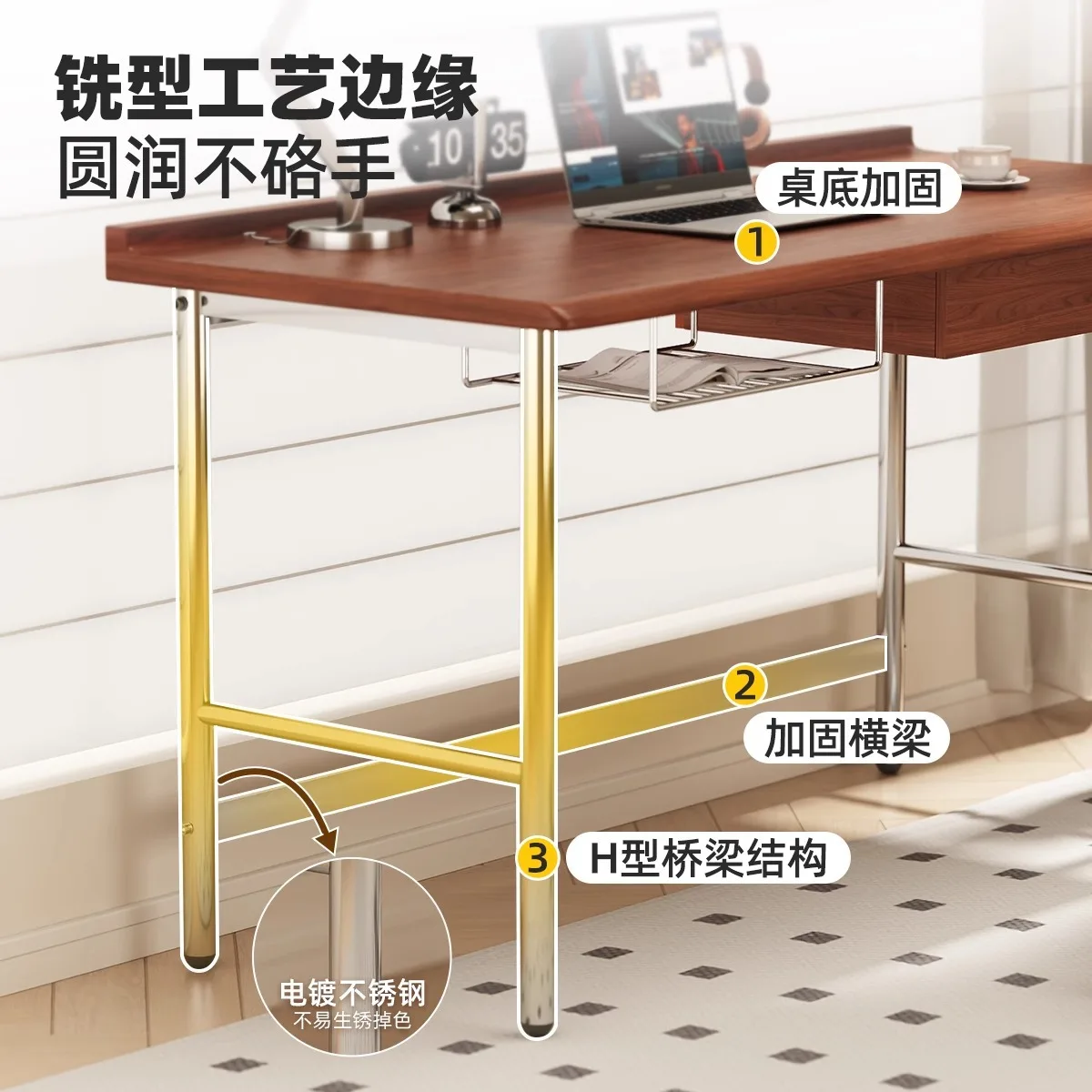 Medieval desk light luxury modern advanced sense learning computer desk bedroom home French desk long workbench