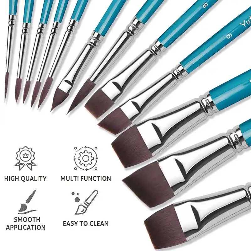12-teiliges professionelles Gesichtsmalerei-Pinselset mit Nylonborsten für Bühnen-Make-up und Körperkunst mit Blütenblatt-Kuppelspitzen für Prägung und Linienzeichnung – Detail 3