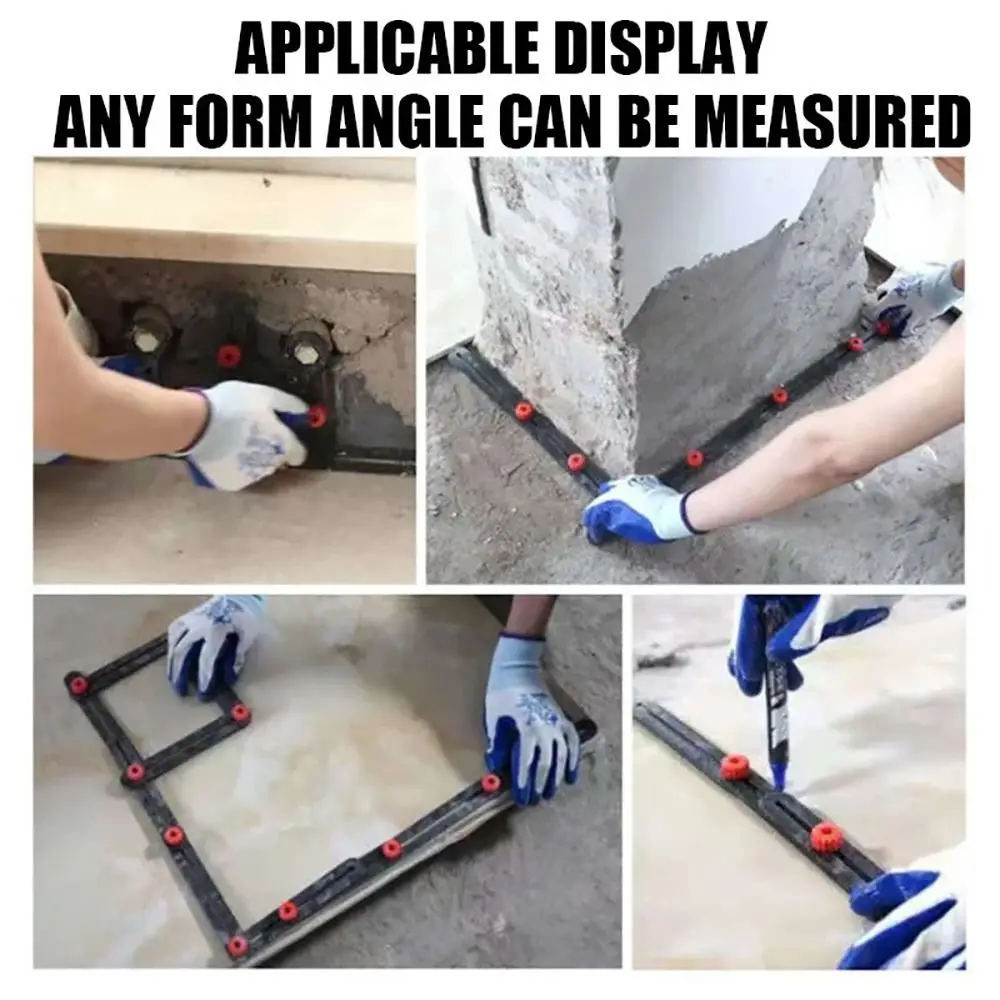 1Pcs 6/9/12 Folds Multi Angle Ruler Finder Perforated Mold Aluminium Alloy Measuring Ruler Tile Hole Universal