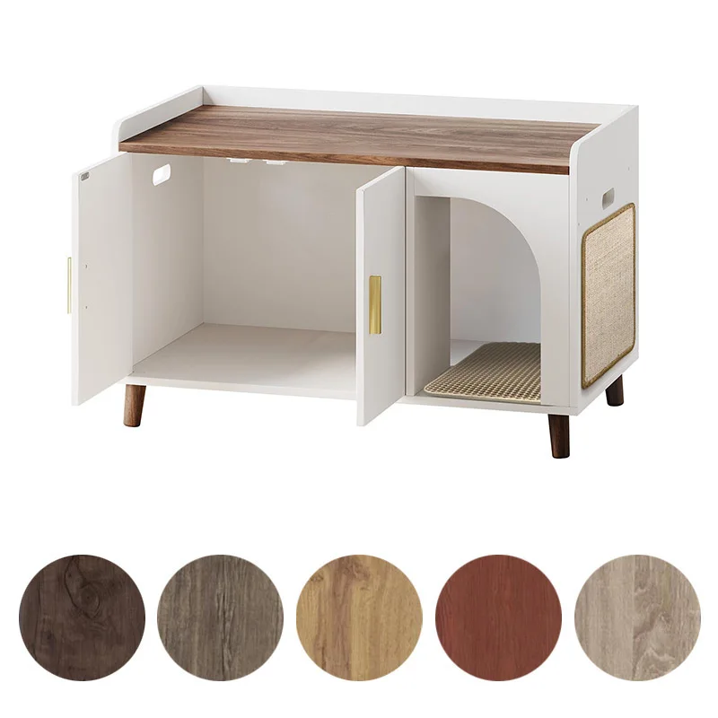 

Hidden cat litter box furniture with scratch pad litter wooden bedside table