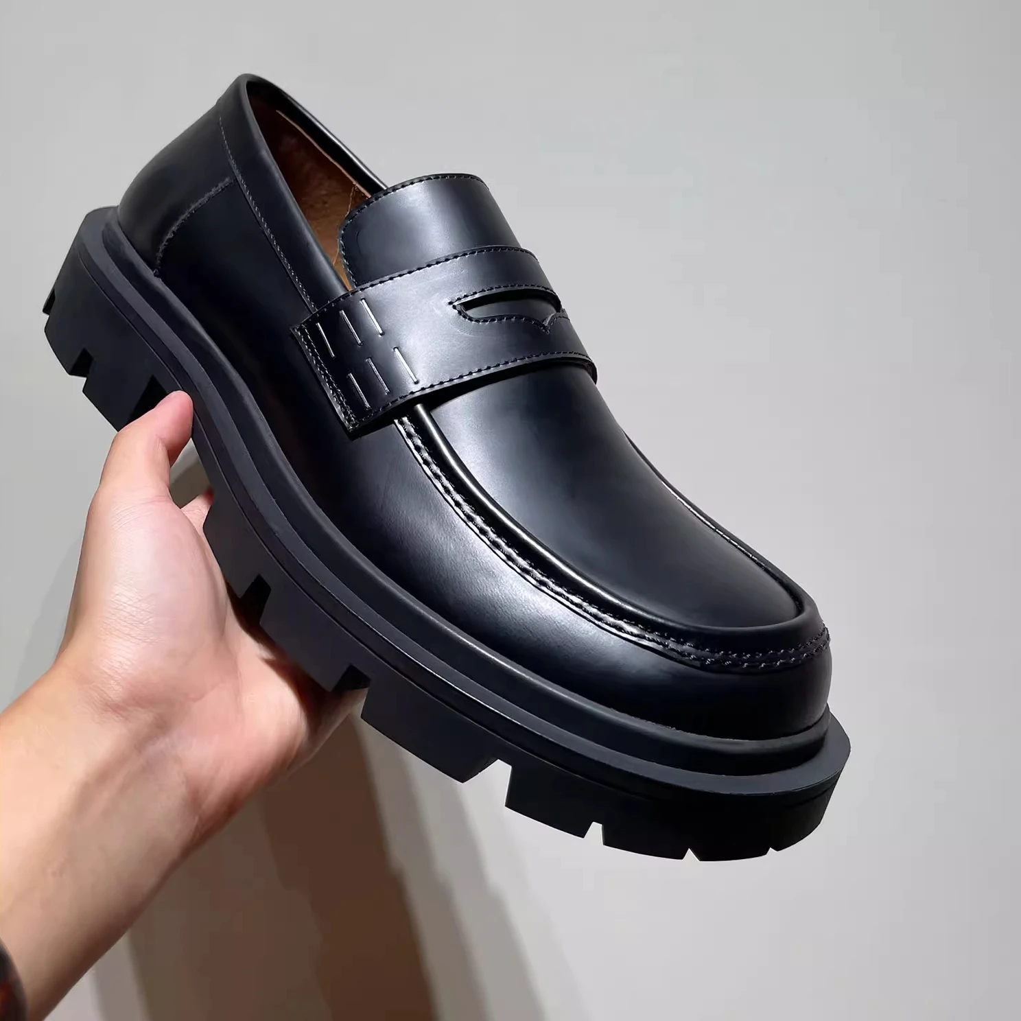 

NIGO Men's Fashion Casual Leather Shoes Temperament Comfort Stapler Trend Thick Bottom Height Increasing Shoes #NGSH1755