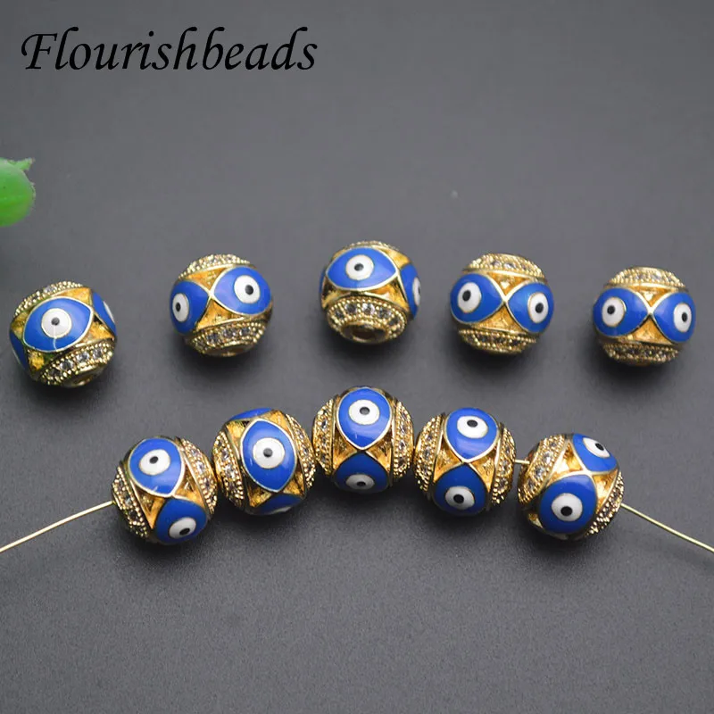 20pcs/lot Hot Sale Turkish Blue Evil Eye Through Hole Loose Beads Nickel Free for DIY Necklace Bracelet Jewelry Accessories