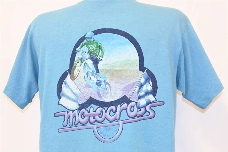 70s Suncoast Surf Shop Treasure Island FL Motocross Pocket t-shirt Large