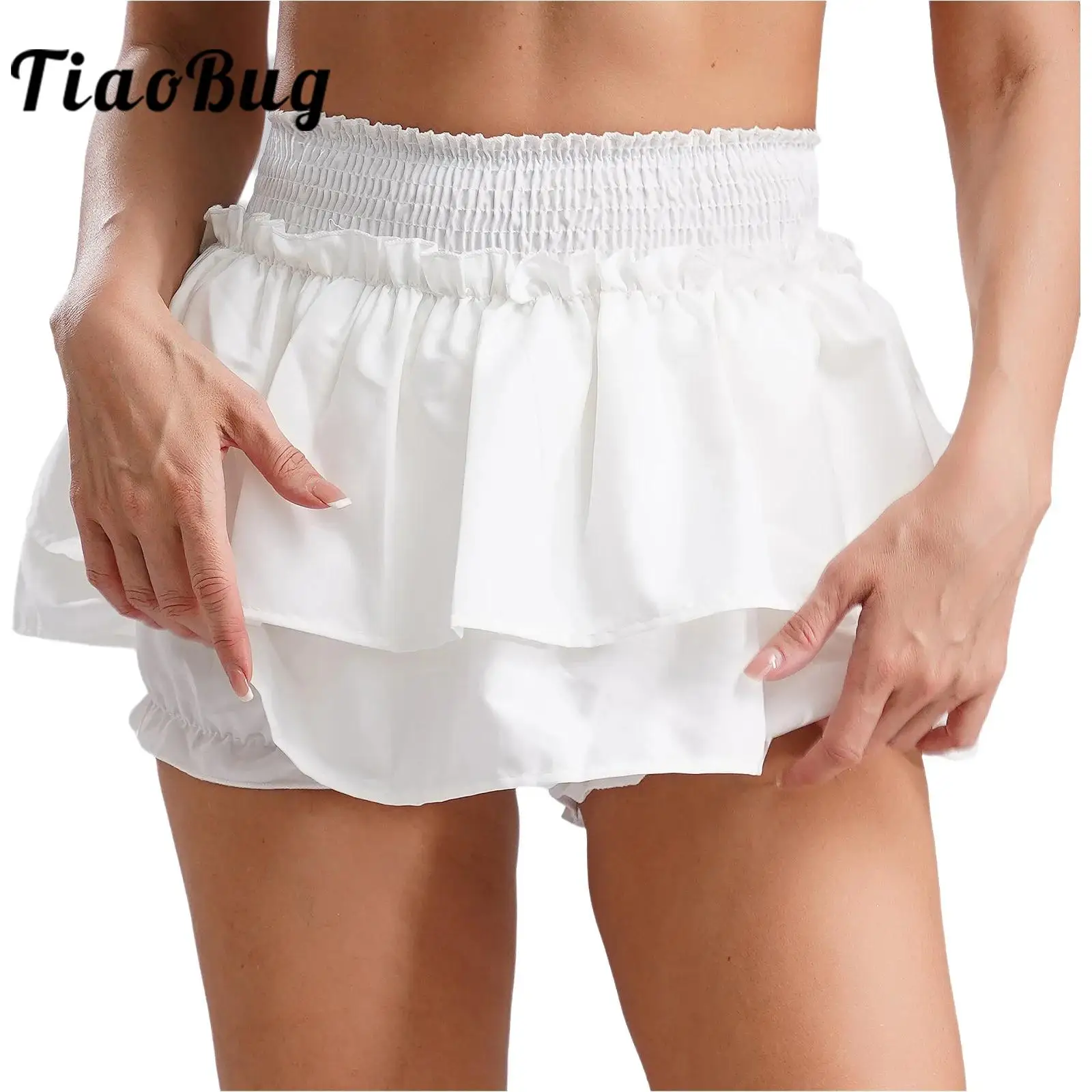 

Womens Skirts Ruffled Tiered Mini Skirt Culottes Elastic Waist Miniskirt Petticoats School Girls Pumpkin Underskirt Accessories