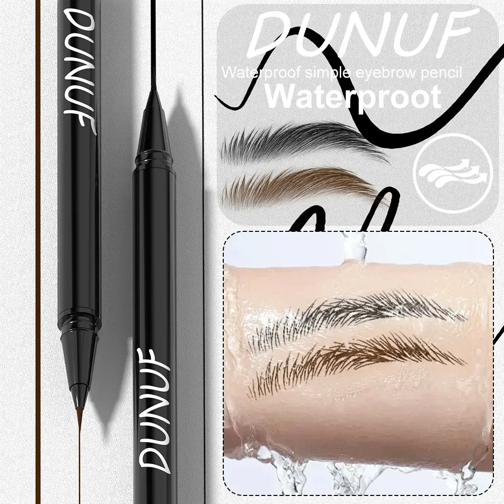 DUNUF Black Brown Ultra-fine Liquid Eyebrow Pencil Waterproof and Sweat Proof Natural Eyebrow Makeup Tool Eyebrow Pen Makeup