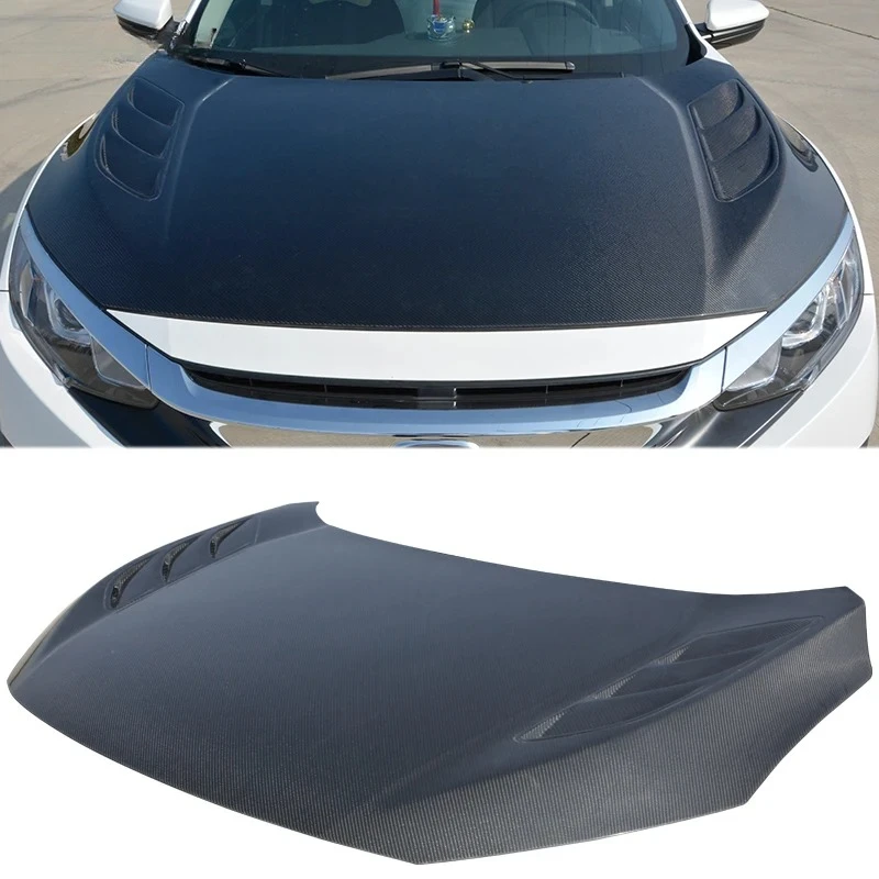 

For Honda 10th Gen For Civic 2017-2020 Front Bonnet Engine Hood Style A Carbon Fiber Auto Body System New Condition