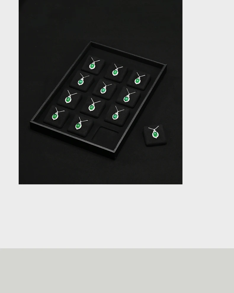 Oirlv Schmuck-Organizer mit 12 Fächern, Off-White, Grau, Schwarz, Schmuckablage für Ringe, Ohrringe, Halsketten, Anhänger, Samt-Box – Detail 6
