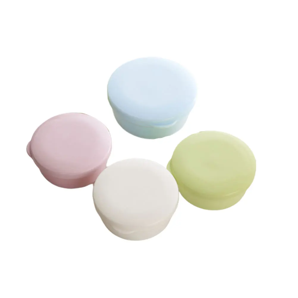 

4pcs Portable Soap Box with Lid Draining Plate Bath Tray Holder Dish Container for Bathroom Soap Case Round Shape Easy Clean