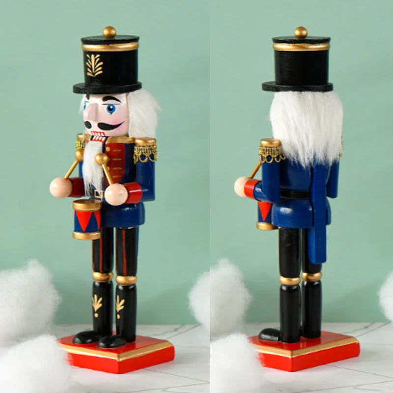 25CM Christmas Santa Claus Nutcracker Puppet Wooden  Vintage Handcrafts New Year Gift  Home Office Decoration Ht222