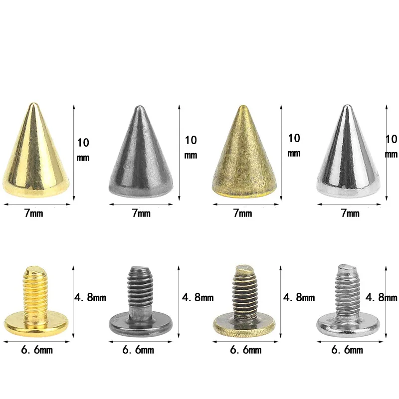 ترصيع ومسامير مخروطية سهلة الاستخدام ، معدن بانك ، ذهب فضي ، غطاء مزدوج ، مسامير مفك براغي ، مسمار مستدير ، ملابس ، أحذية ، حقيبة ، إكسسوارات ياقة #6