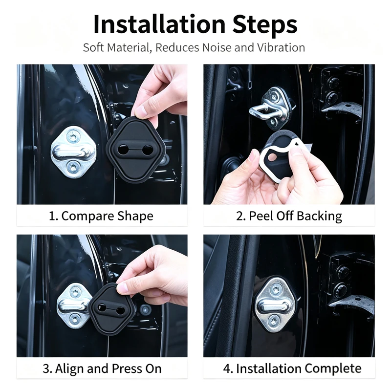 4Pcs Silicone Door Lock Cover Protective Sticker, Shock Absorber Anti-Scratch Guard for High-End Electric Car Models