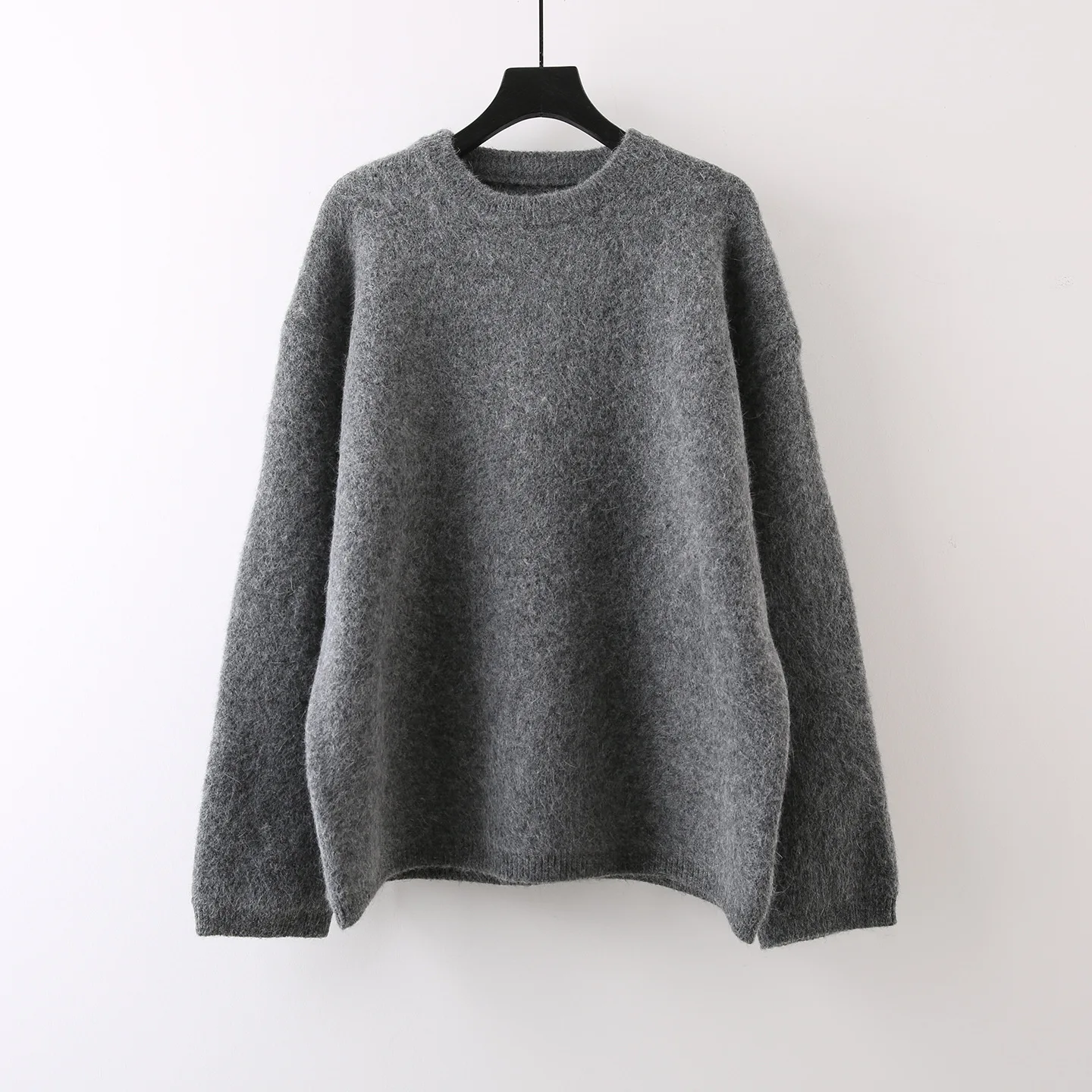 ZAMOR Women 2026 Winter Lazy Style Premium Rabbit Hair Blend Knit Sweater Soft Round Neck Brushed Thick Top