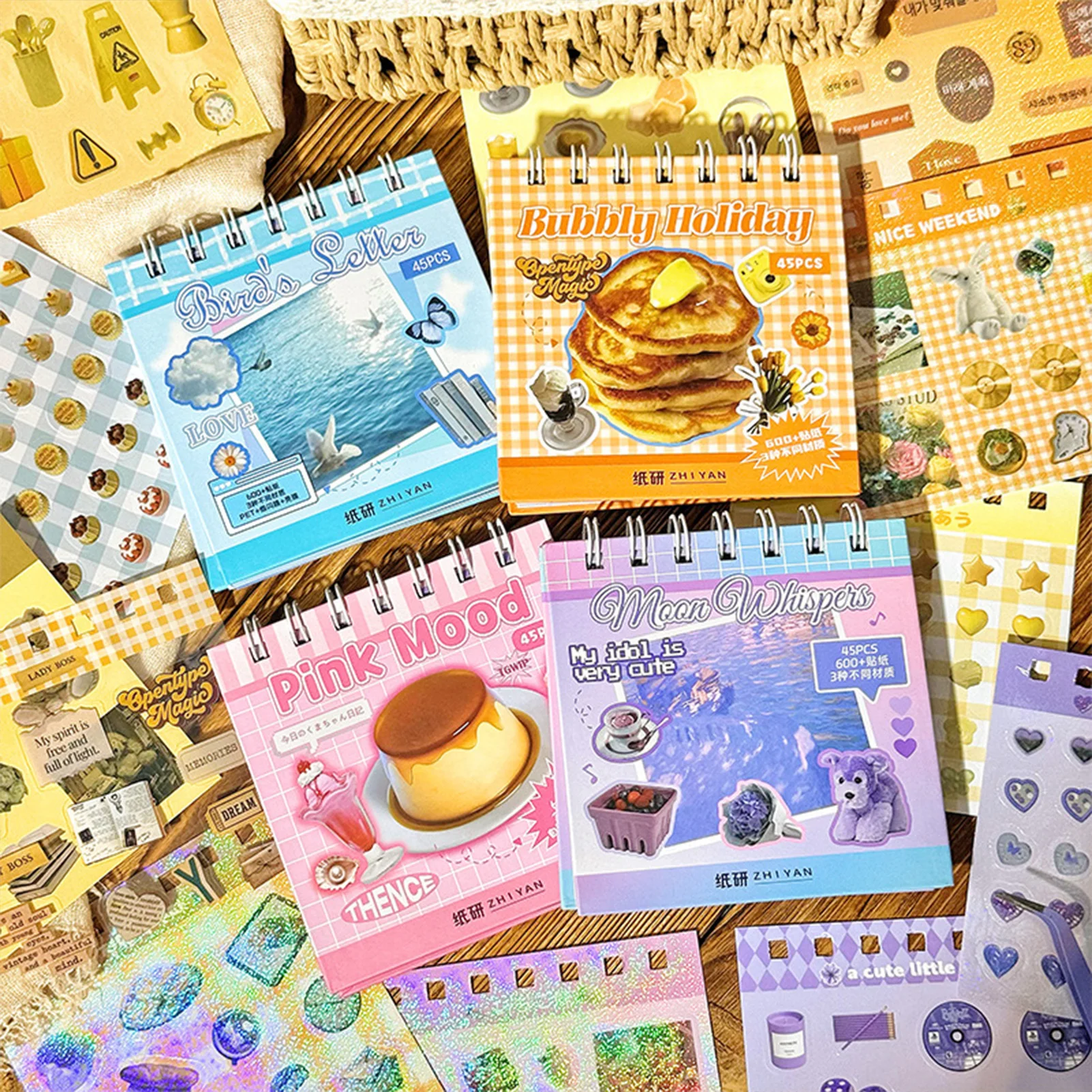 Portable Creative Sticker Books Colorful Holiday Series Dessert DIY Material Decorative Stickers Simple Coil Japenese Scrapbook