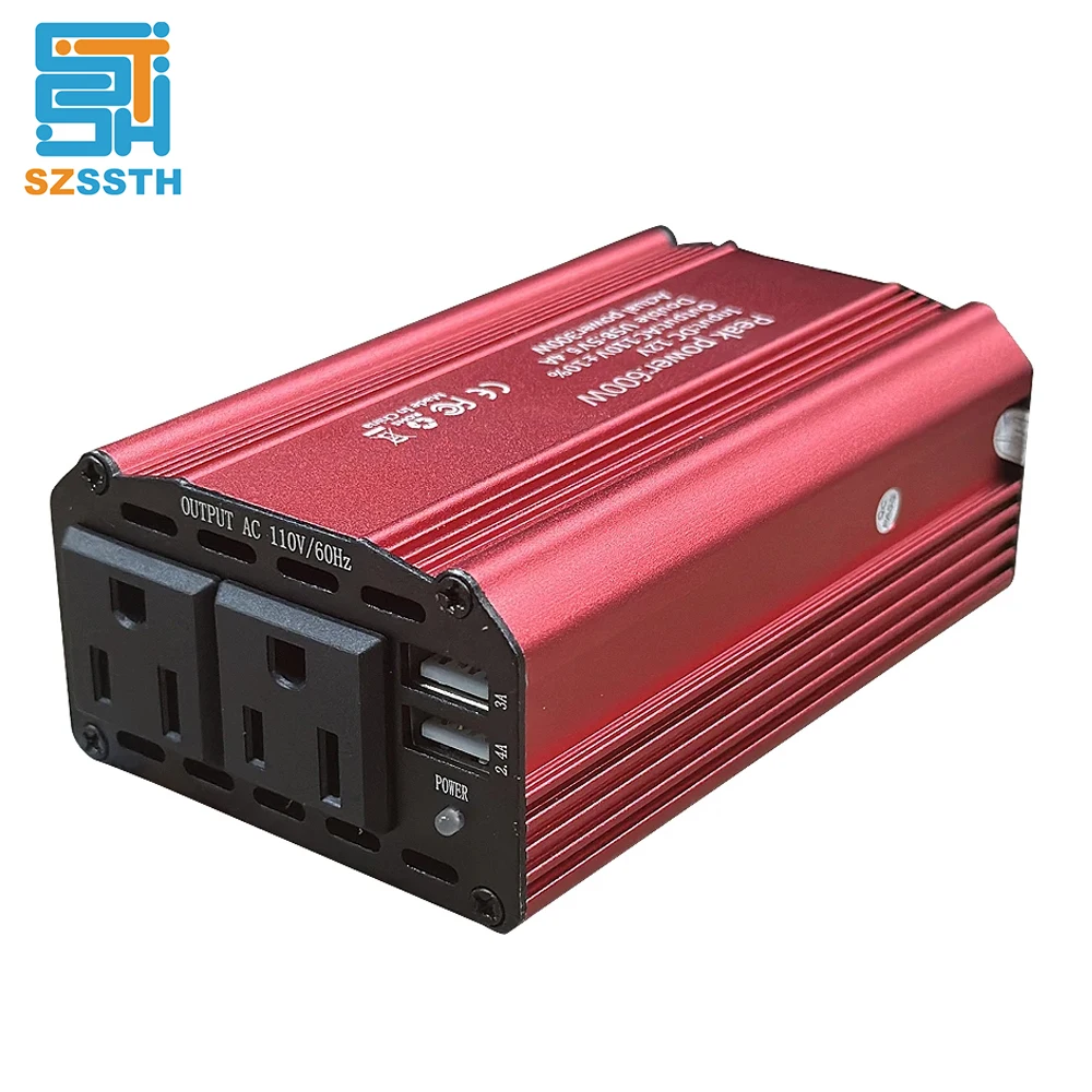 300W Rated Power Car Power Inverter DC 12V to AC 110V USB Car Adapter Converter Improved Multi-function Socket 600W Peak Power