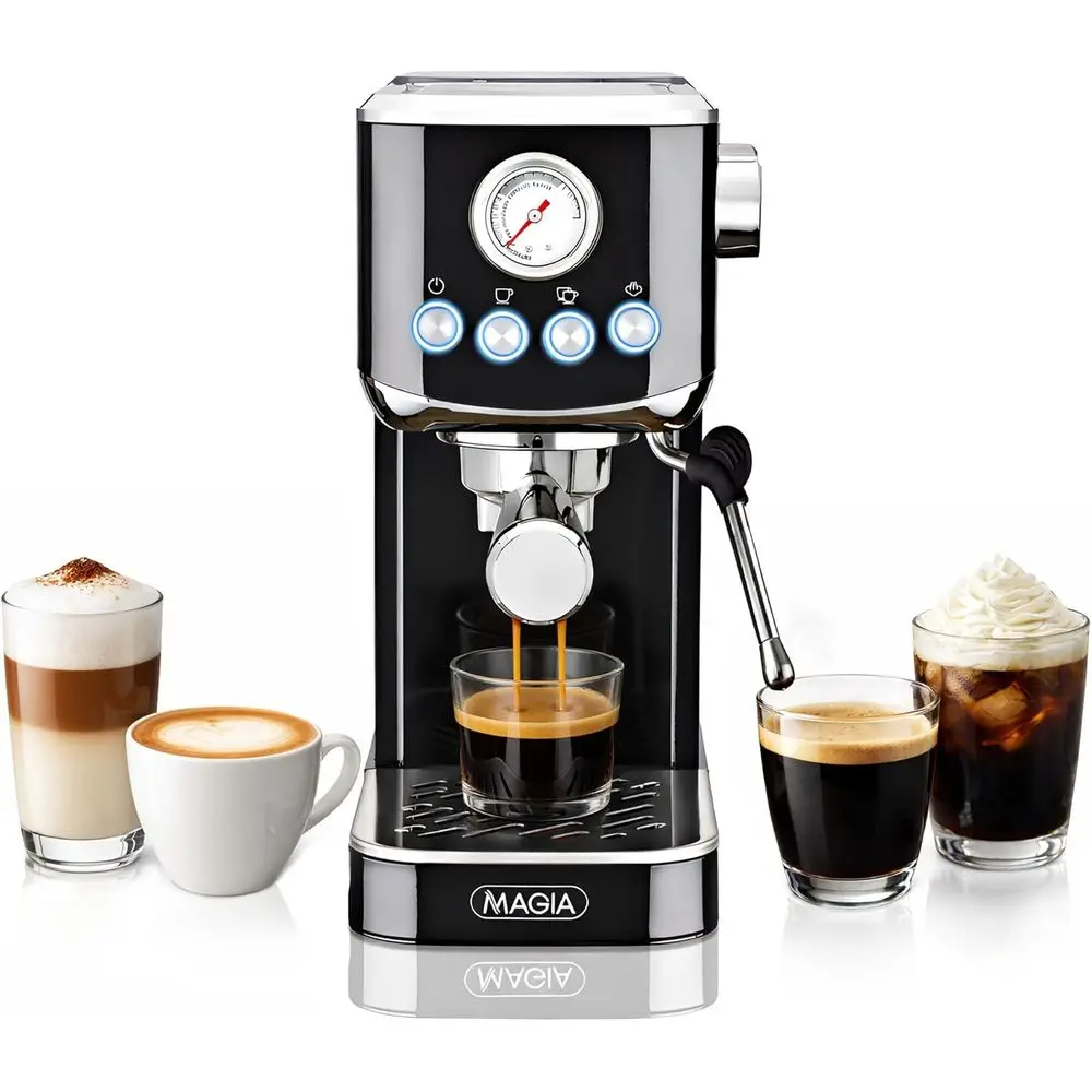 

Magia Compact hine – 20 Bar Coee Maker with Milk rother Steam Wand, Latte & puccino Maker, 1350W ast Heating, 40oz Removable Wat
