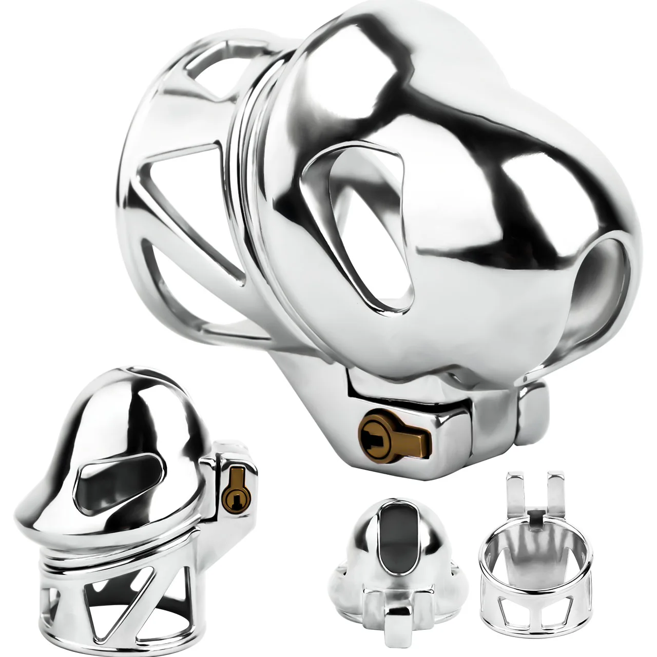 XXOO Stainless Steel Glans Chastity Cages Device Realistic Penis Head Lock Cock Cage With Penis Rings BDSM Slave For Men Sissy