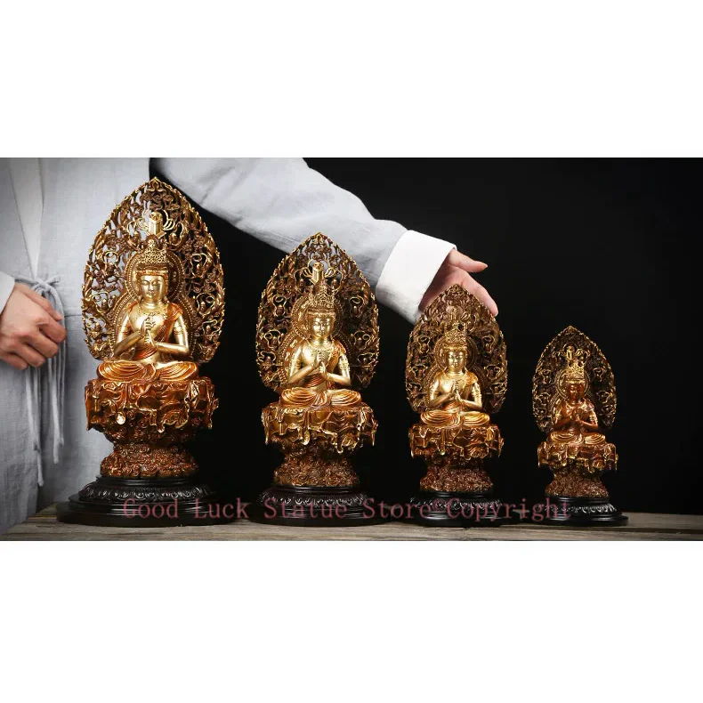 

34CM- bless family OFFICE Safety Health luck Talisman #office home shop efficacious Protection Buddhism RULAI Buddha statue