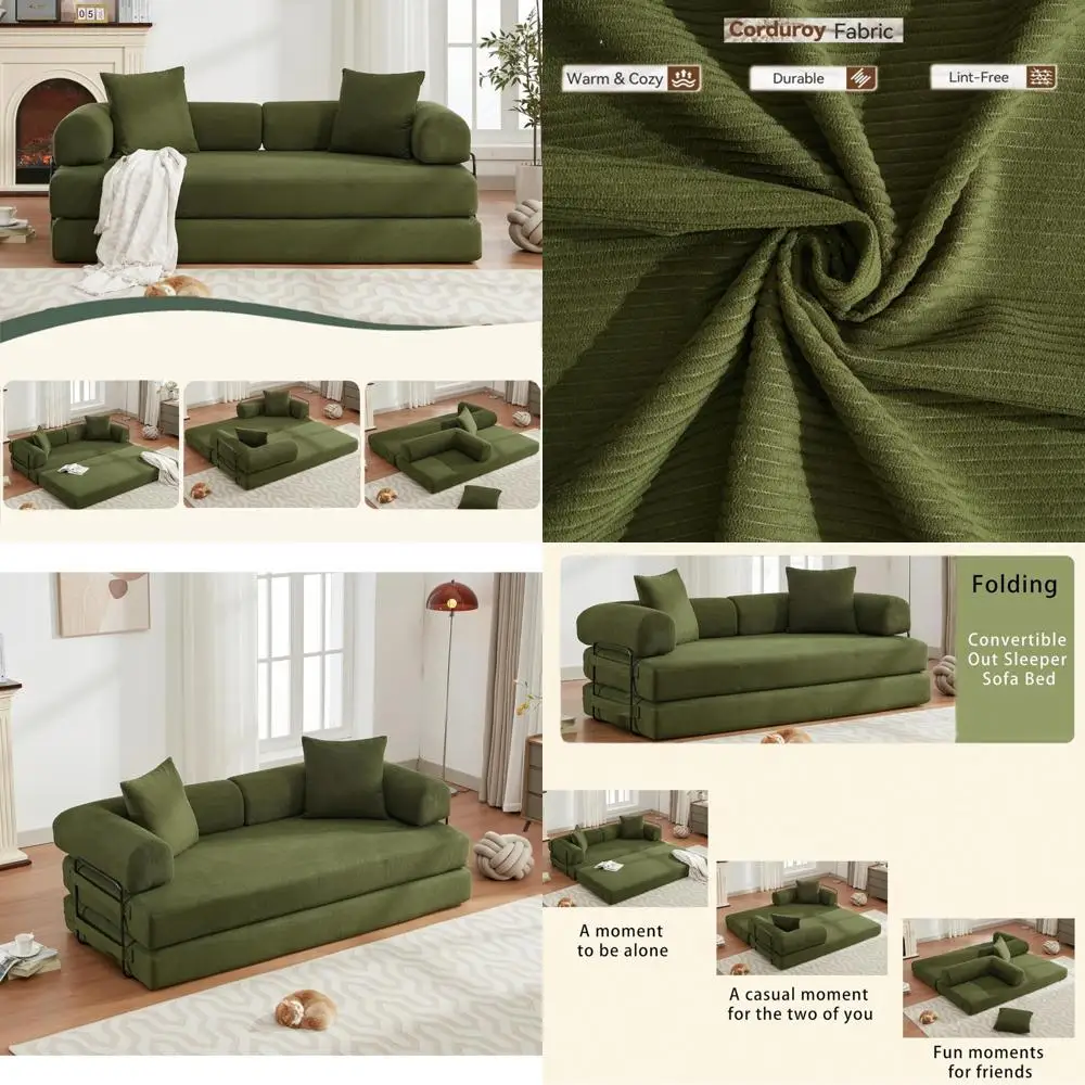 

Диван-кровать-трансформер, складной диван 78,5 с вельветовой обивкой и подушками, комбинированный 3-местный диван «сделай сам» 4-в-1