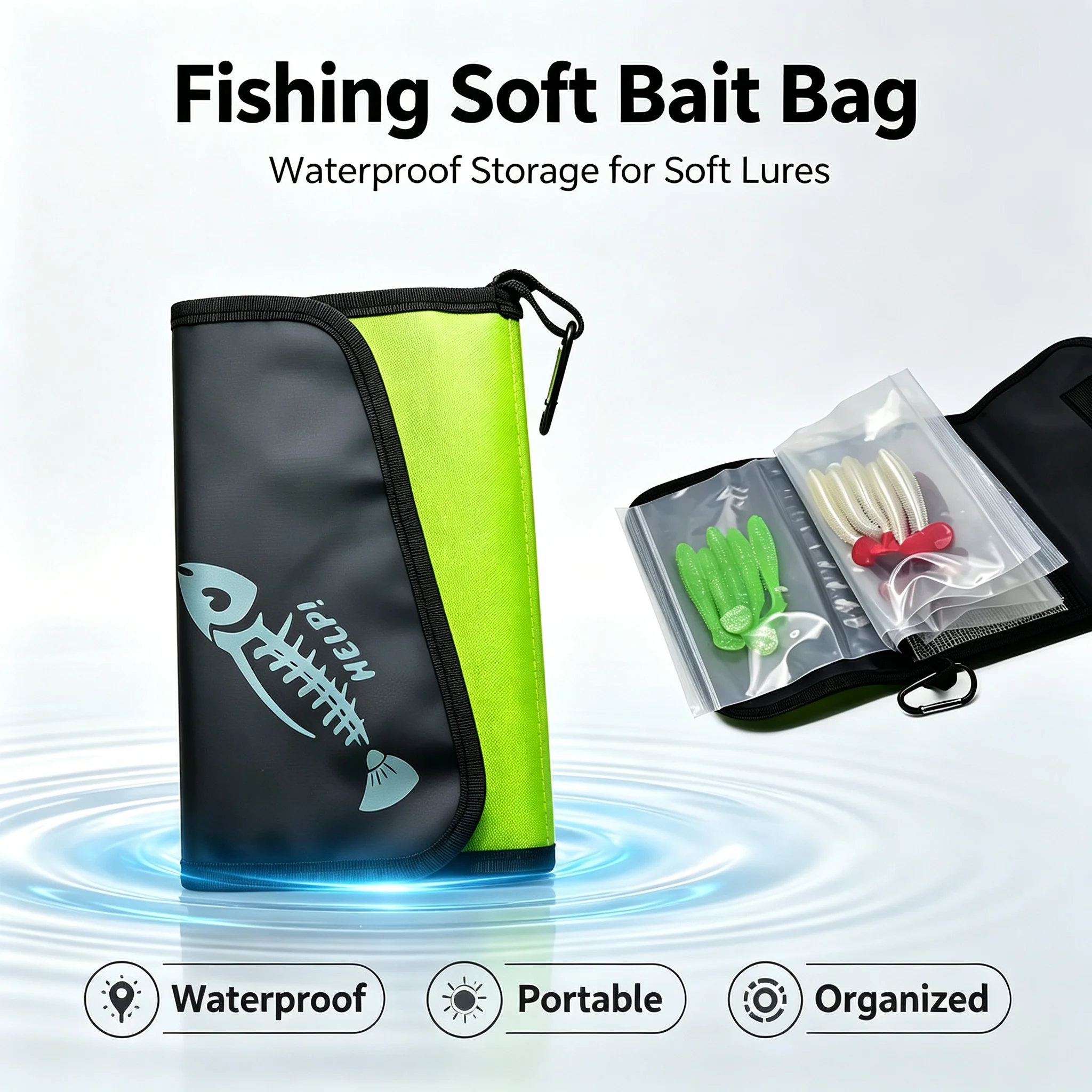Luya Fake Bait Bag Fishing Soft Bait Storage Bag PVC Inner Bag Partitioned Waterproof Fishing Sorting Accessories Storage Bag
