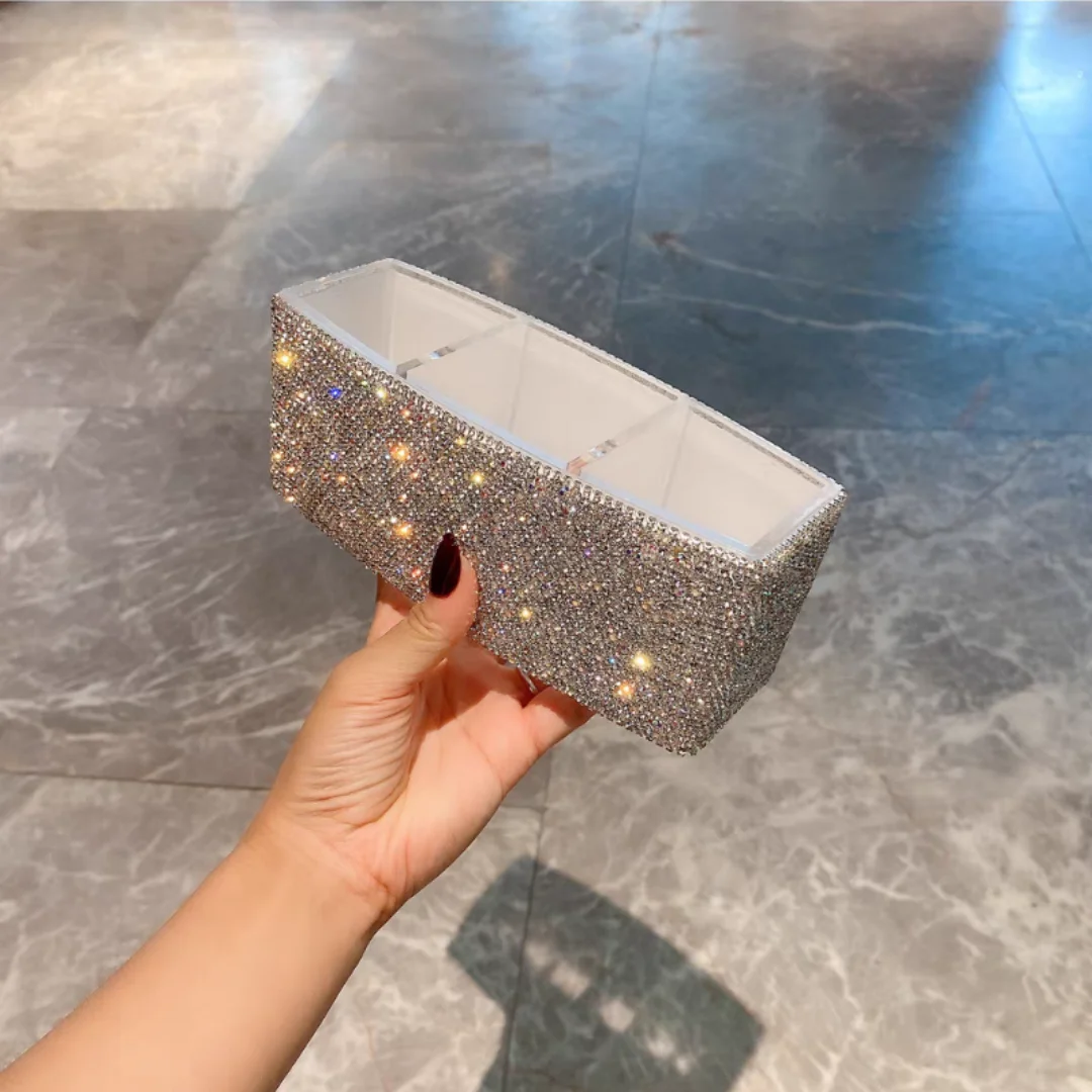 High-grade acrylic cosmetics storage box artificial diamond dresser desktop skin care product cell storage box