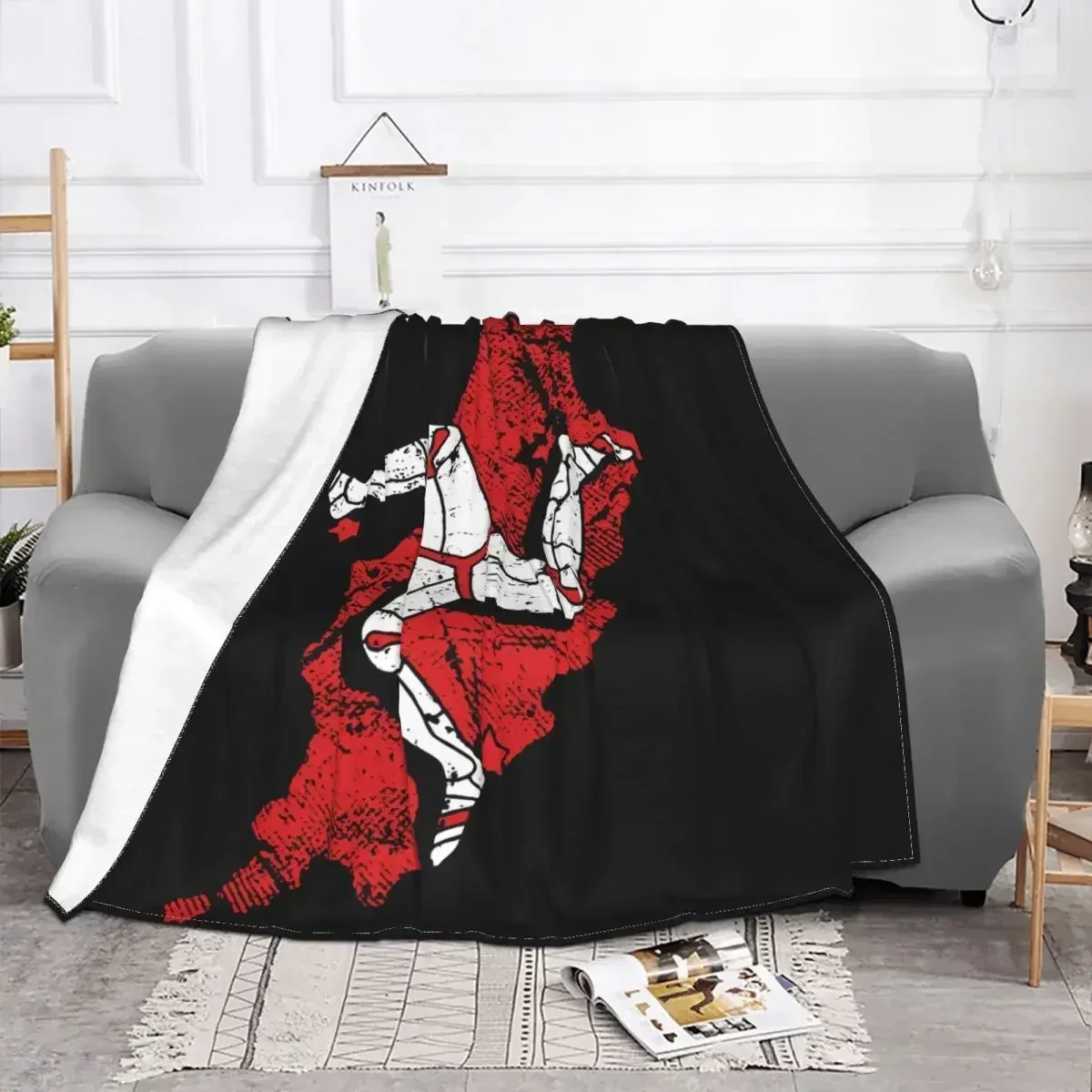 Isle Of Man Flag Flannel Throw Blanket Races Blankets for Bedding Car Lightweight Bedding Throws