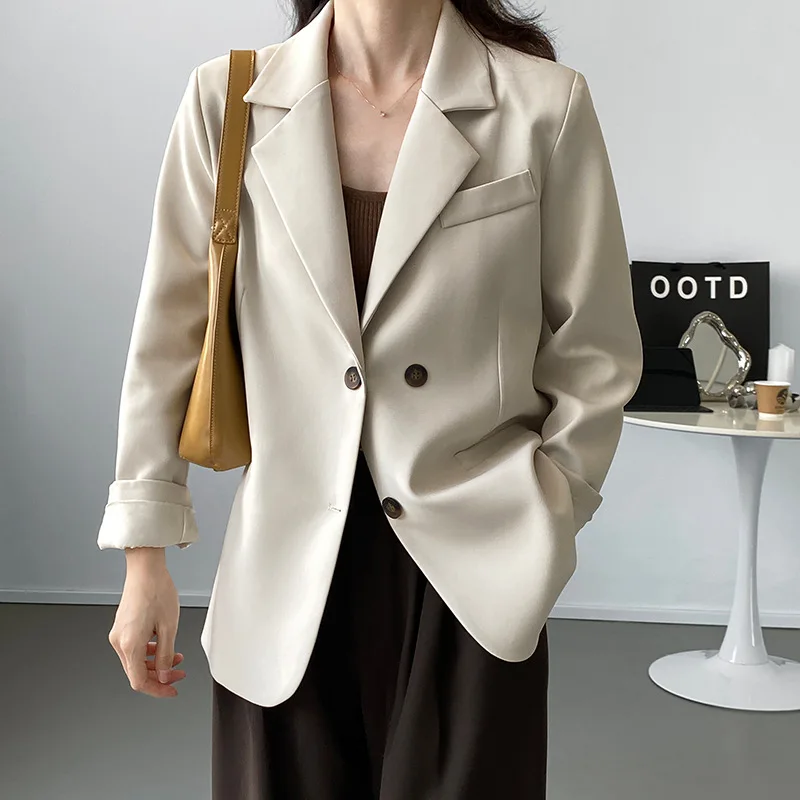 Suit jacket 2025 spring button back slit silhouette small suit casual women's design temperament jacket