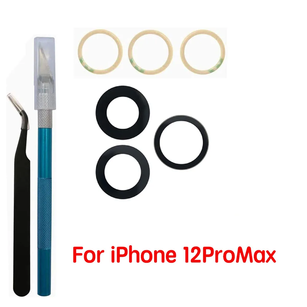 Back Camera Glass For iPhone 11 12 13 Mini Pro Max Rear Camera Lens Cover With 3m Adhesive Repair Tool Kit Replacement Parts