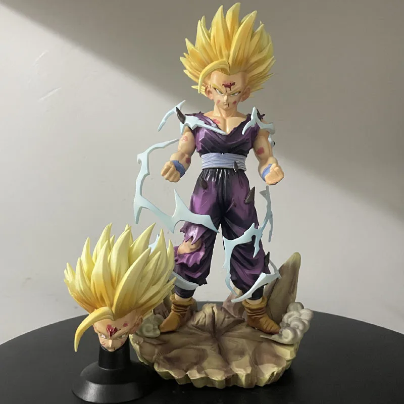 

Anime Dragon Ball Z Son Gohan Action Figure Toys with Two Heads 26cm DBZ SSJ 2 Figurine Super Saiyan Model Collection GK Statue