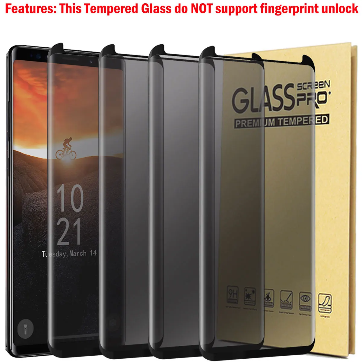 

4-Pack For Samsung Galaxy Note 9 Case Friendly Anti Spy Privacy Tempered Glass Screen Protectors