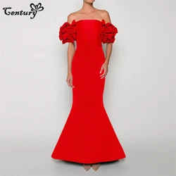 Red Prom Dress for Women Long Formal Gowns Sweep Train Off Shoulder Mermaid Evening Party Dresses Robe De Soiree Customized