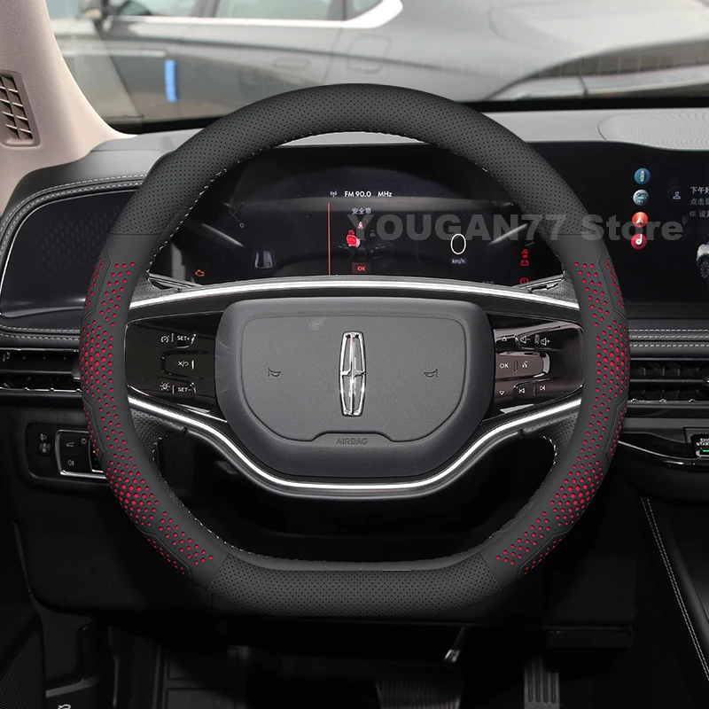 

Leather Car Steering Wheel Cover For Lincoln Corsair 2024 2020-2025 Non-slip Auto Steering Wheel Lincoln Corsair Accessories