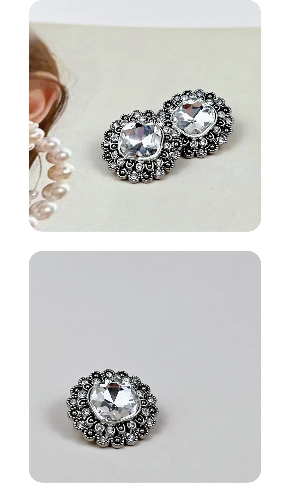 10 Stück Metallknöpfe zum Nähen von Kleidung, Taschen, DIY-Handwerk, Blumenform, Knöpfe mit eingelegten Strasssteinen, dekoratives, hochwertiges Knopfzubehör – Detail 4