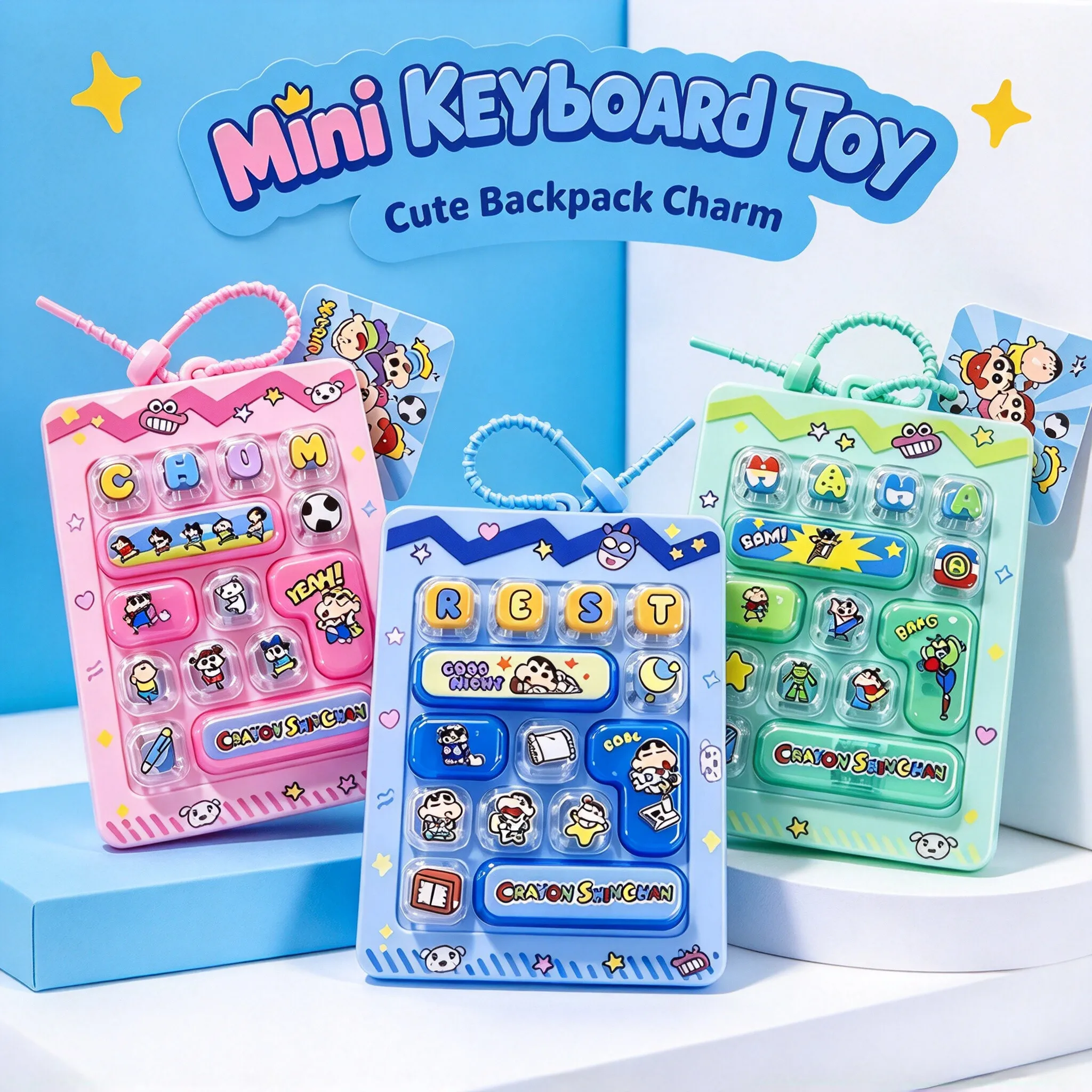 Original Crayon Shin chan Keycap Keychain Cartoon Anime Pendant Bag for Anime Fans Keyboard Stress Relief Fidget Toy짱구 키보드 키링