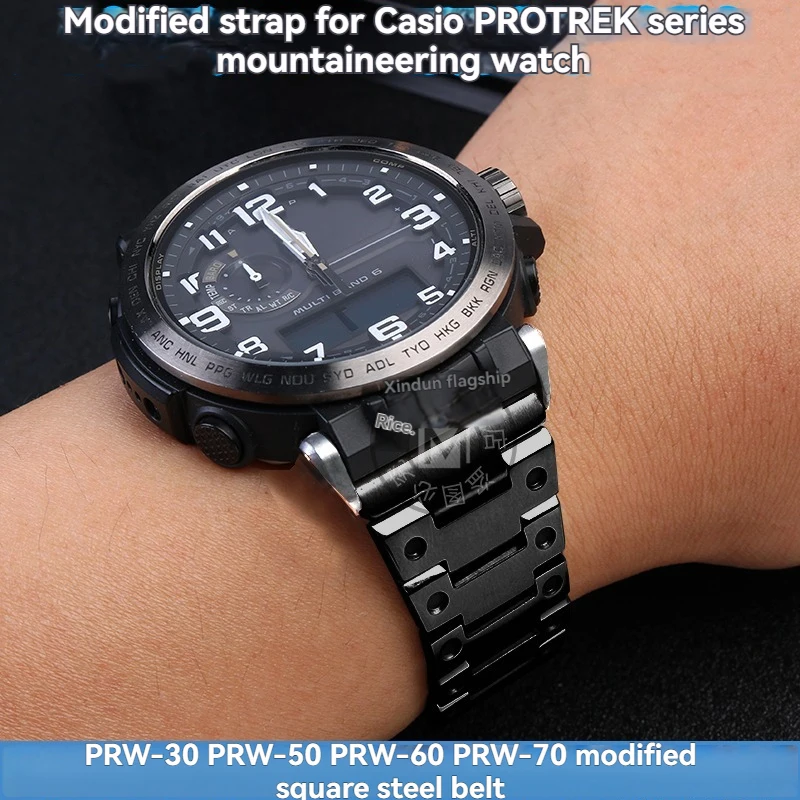 ل كاسيو PROTREK سلسلة PRG-600 /650 PRW-6600 PRW-30 PRW-50 PRW-60 PRW-70 تعديل الفولاذ المقاوم للصدأ حزام الساعات 23 مللي متر 24 مللي متر