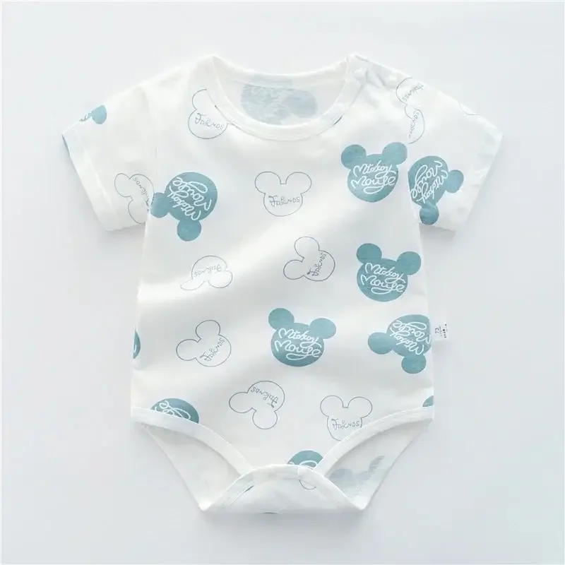 Newborn Baby Boy Romper Summer Cartoon Mickey Mouse Girl Short Sleeve Jumpsuit Cotton Toddler Pajamas Kid Clothes Bebes Outfit